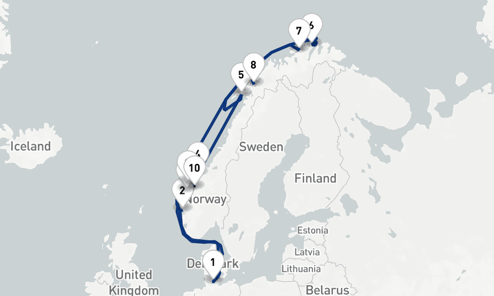 15 days, round-trip Norwegian Fjords 16日間