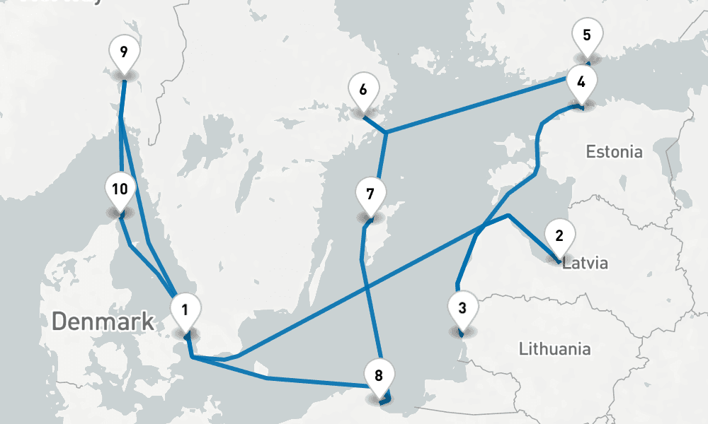 12 days, round-trip Norway, Denmark Sweden 13日間