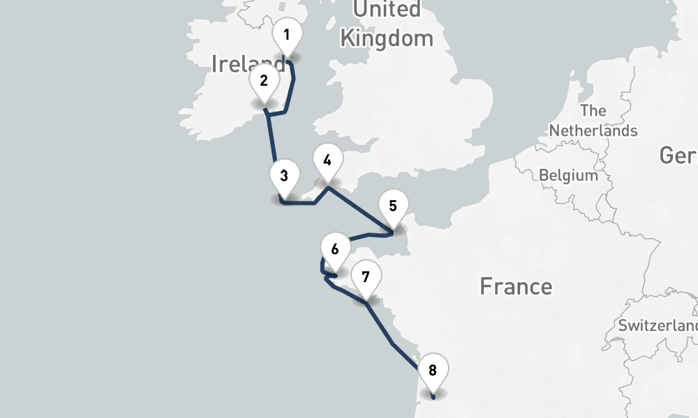 10 days, one-way from Dublin to Bordeaux 11日間