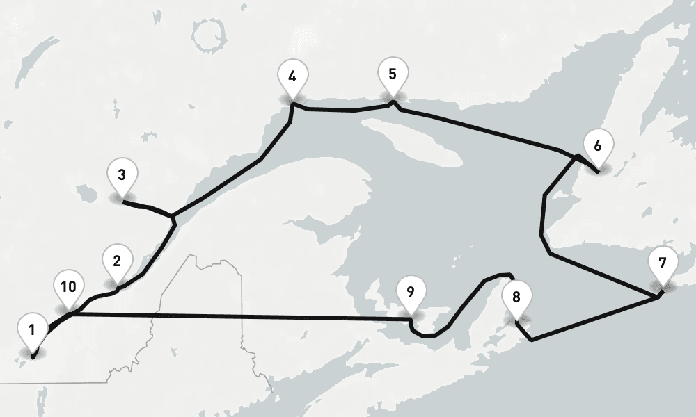 12 days, round-trip Montreal To Montreal 13日間