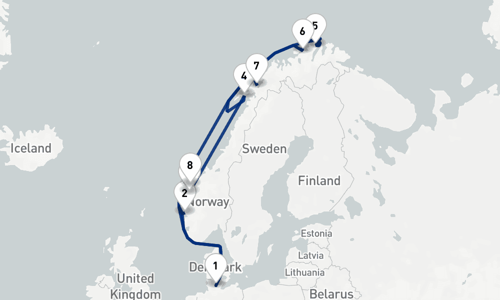 14 days, round-trip Norwegian Fjords 15日間