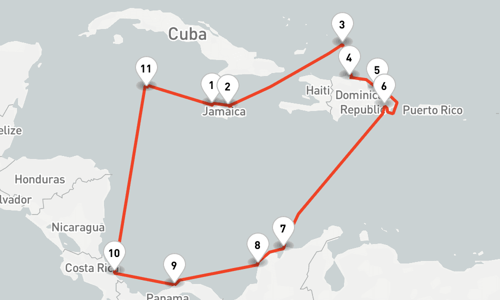 14 days, round-trip Mittelamerika Dominikanische Republik ab Jamaika 15日間