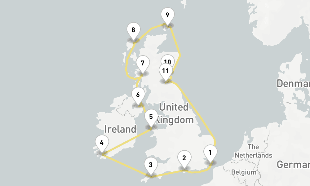14 days, round-trip Jewels Of The British Isles 15日間