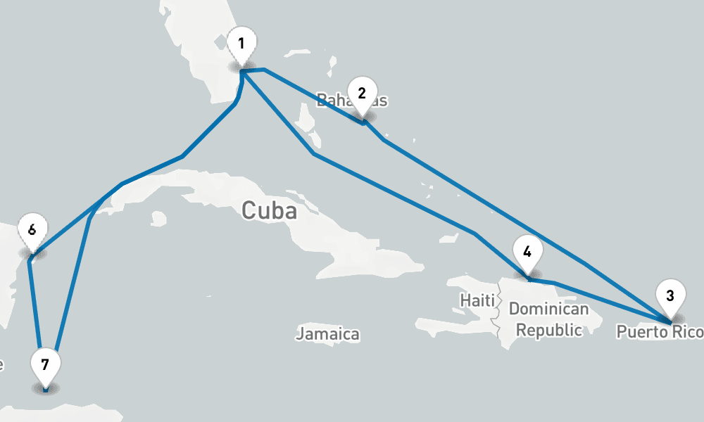 14 days, round-trip EasternWestern Caribbean Adventurer 15日間