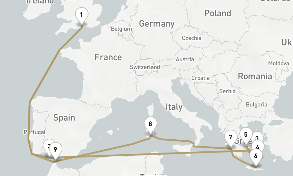 19 days, round-trip Mediterranean And Greek Islands 20日間
