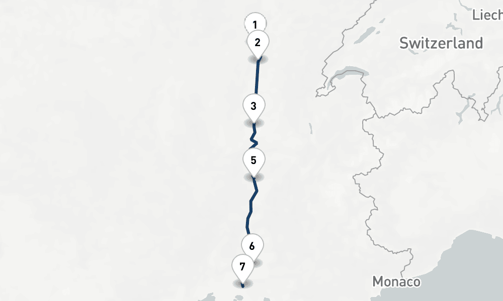 7 nights / 8 days, one-way from Chalon-sur-Saone to Arles