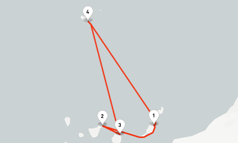 9 nights / 10 days, one-way from Puerto del Rosario (Fuerteventura, Canary Islands) to Las Palmas (Gran Canaria, Canary Islands)