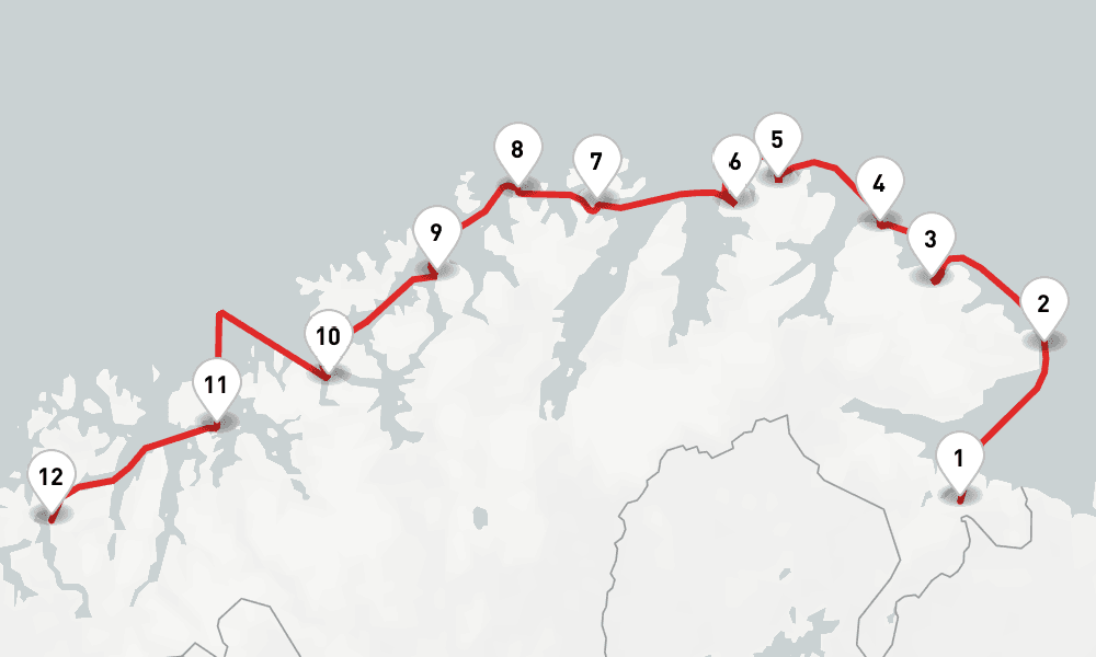 1 nights / 2 days, one-way from Kirkenes to Tromso