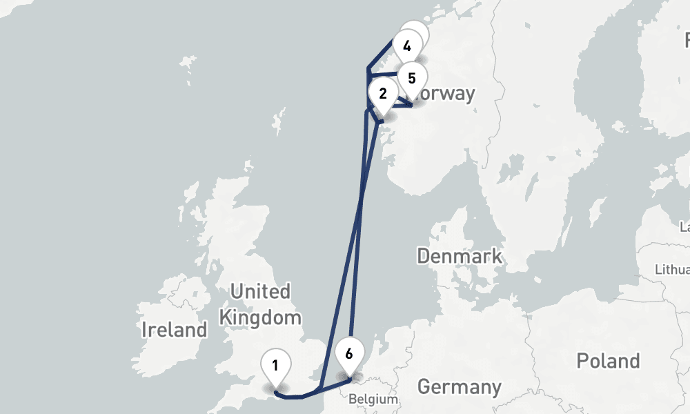 8 days, round-trip Norwegian Fjords 9日間