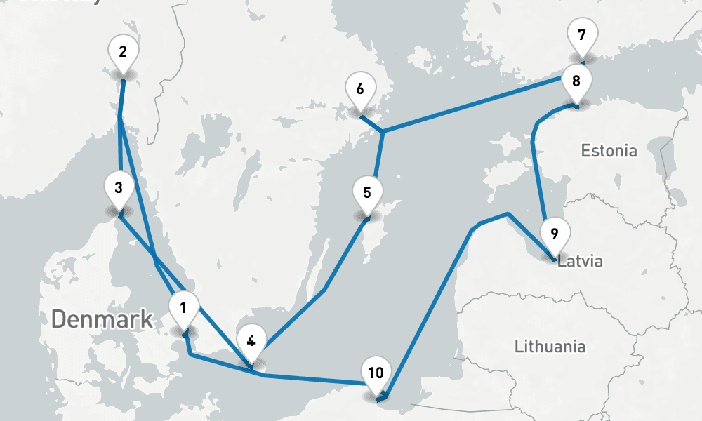 12 days, round-trip Norway, Denmark Sweden 13日間