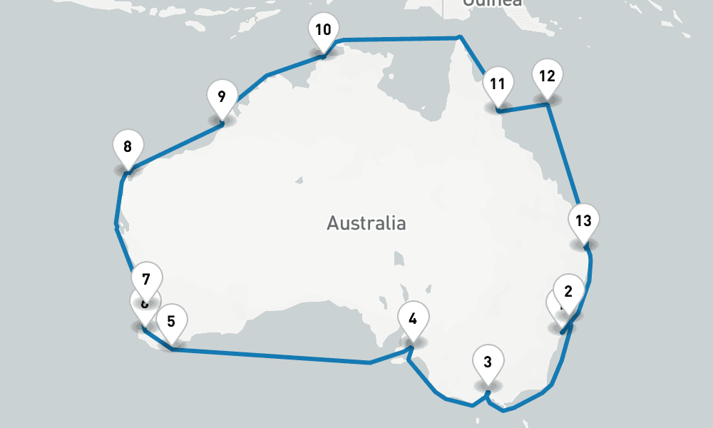 28 days, round-trip Round Australia 29日間