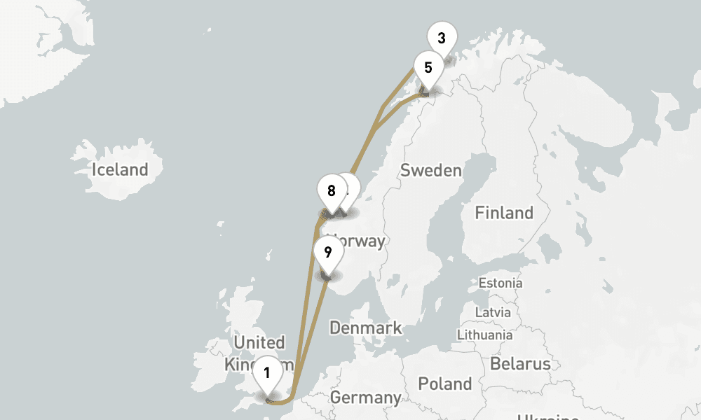 13 days, round-trip Norway And Northern Lights 14日間