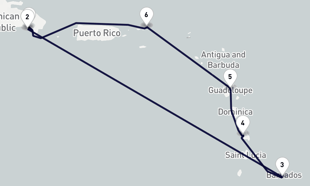 7 days, round-trip Southern Caribbean 8日間