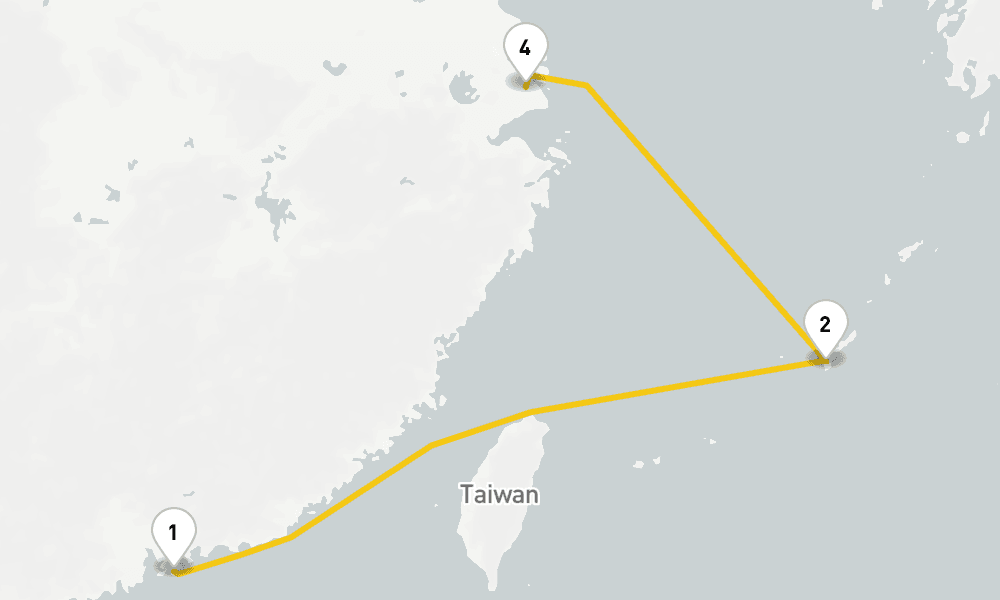 5 days, one-way from Hong Kong to Shanghai 6日間