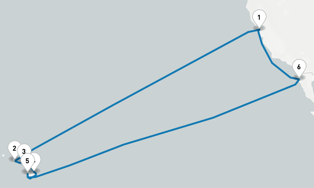 16 days, round-trip Hawaiian Islands 17日間
