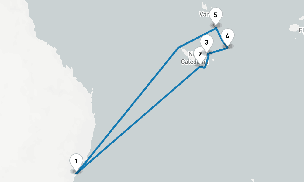 10 days, round-trip Vanuatu New Caledonia 11日間