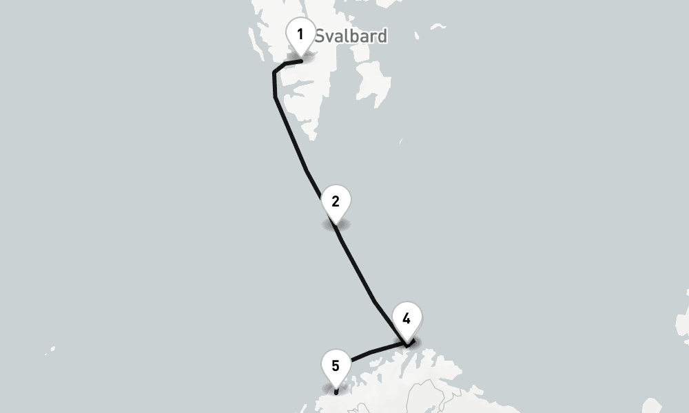 9 days, one-way from Longyearbyen to Tromso 10日間