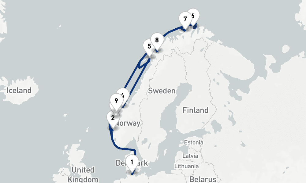 14 days, round-trip Norwegian Fjords 15日間