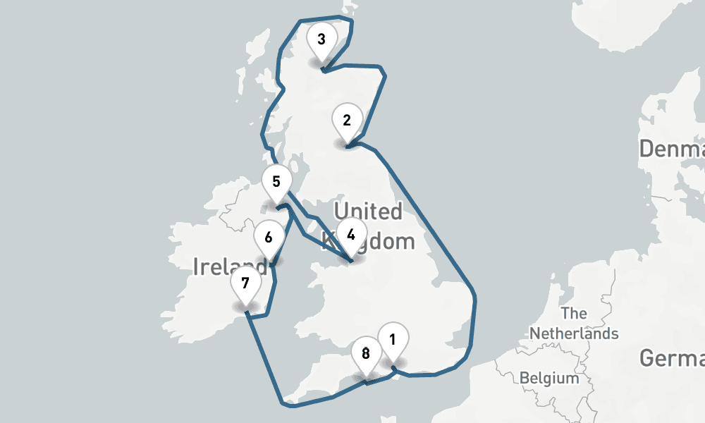 10 days, round-trip British Isles Round-trip London England, Ireland Scotland 11日間