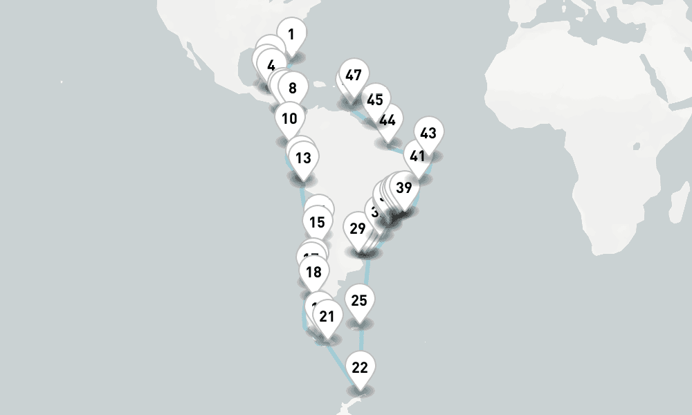68 days, one-way from Miami to Bridgetown 69日間