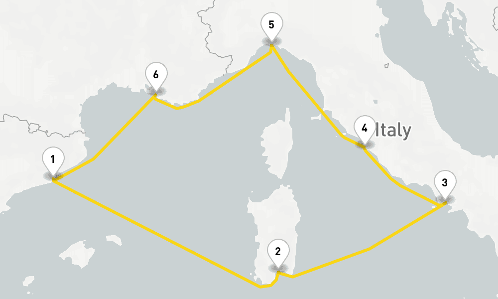 7 days, round-trip Western Mediterranean from Barcelona 8日間