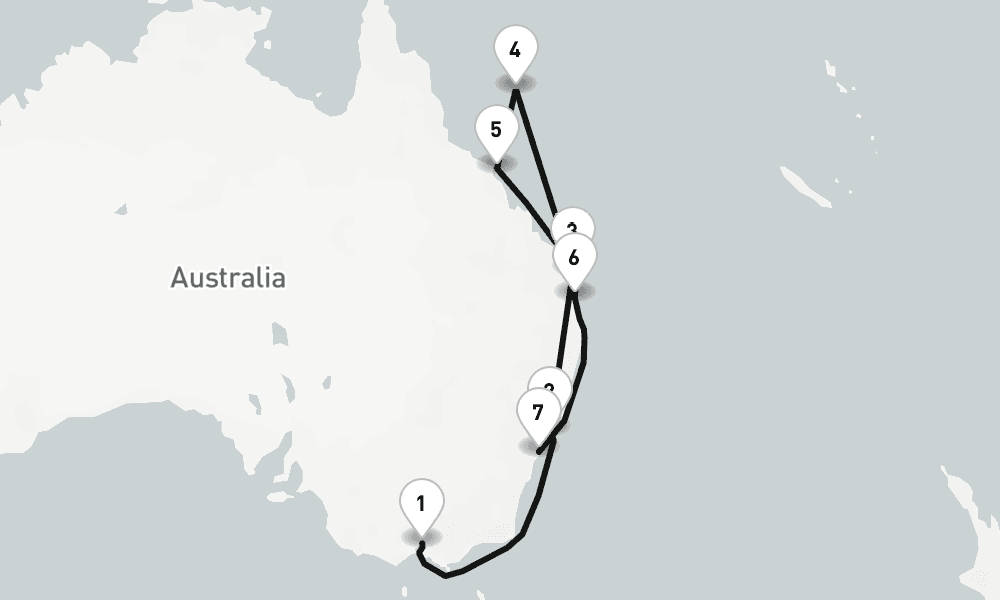 11 days, one-way from Melbourne to Sydney 12日間
