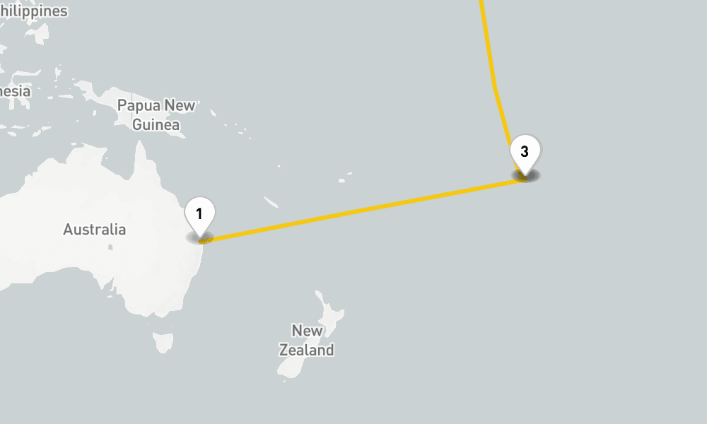25 days, one-way from Brisbane to Seattle 26日間