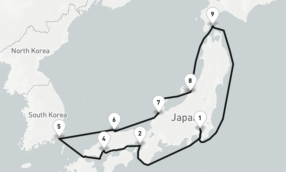 12 days, round-trip Tokyo To Tokyo 13日間