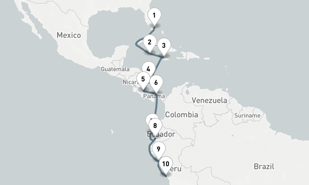 14 days, one-way from Miami to Callao-Lima 15日間