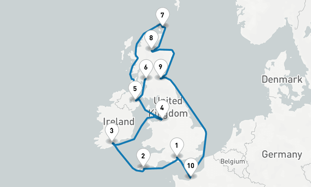 12 days, round-trip British Isles with France Belfast 13日間