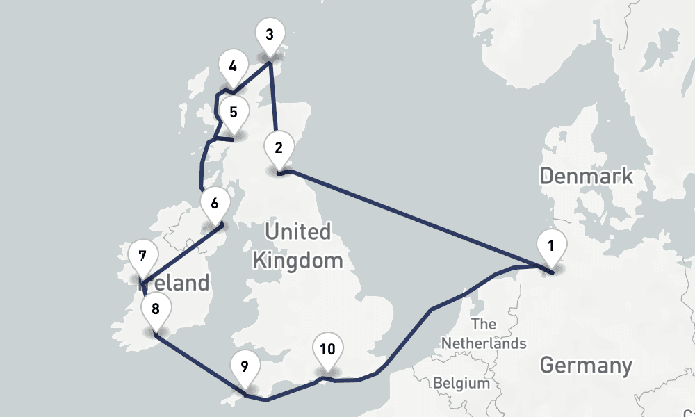 13 days, round-trip Sommertorn rund um die Britischen Inseln 14日間