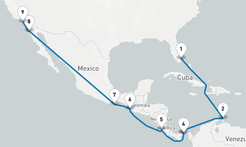 16 days, one-way from Fort Lauderdale to Los Angeles 17日間