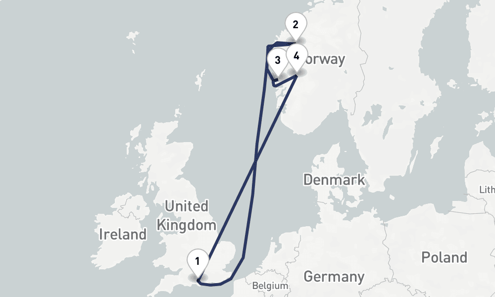 8 days, round-trip Mountains, Glaciers Fjords of Norway 9日間