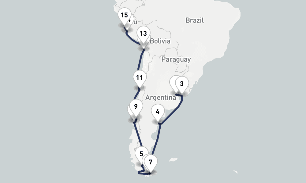 25 days, one-way from Buenos Aires to Callao-Lima 26日間