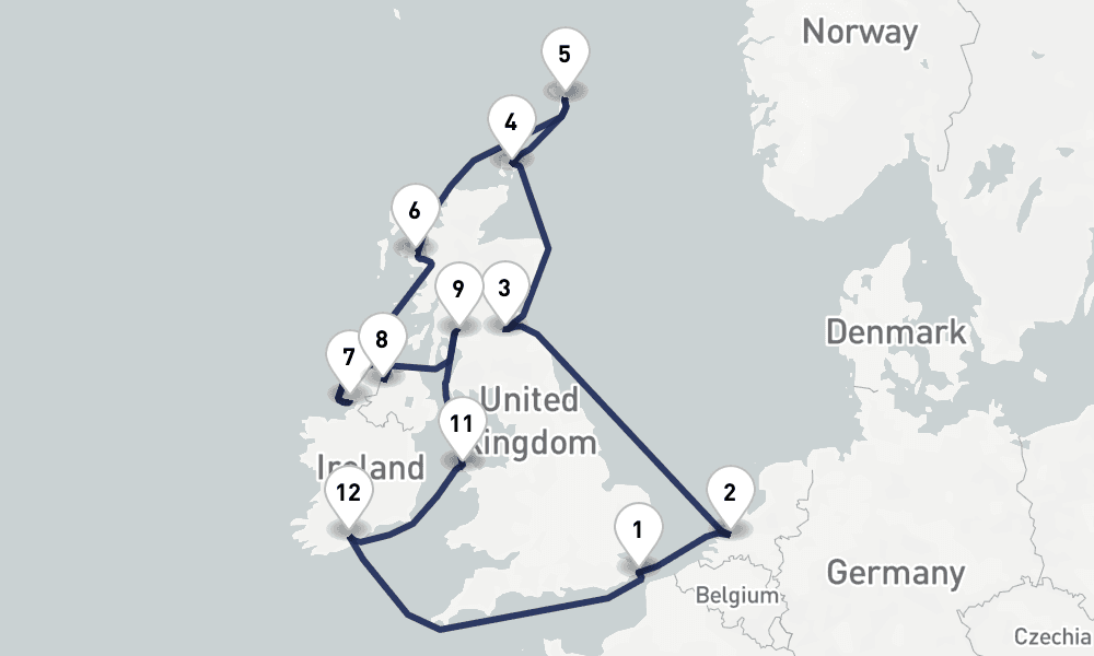 14 days, round-trip Wild British Isles Glasgow Overnight 15日間