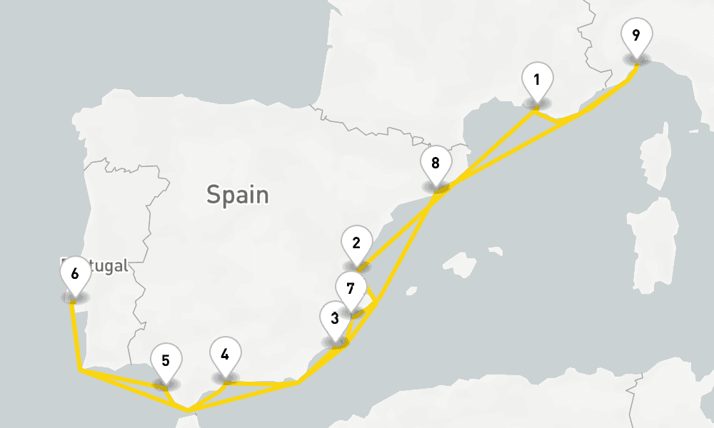 11 days, round-trip Western Mediterranean from Marseilles 12日間