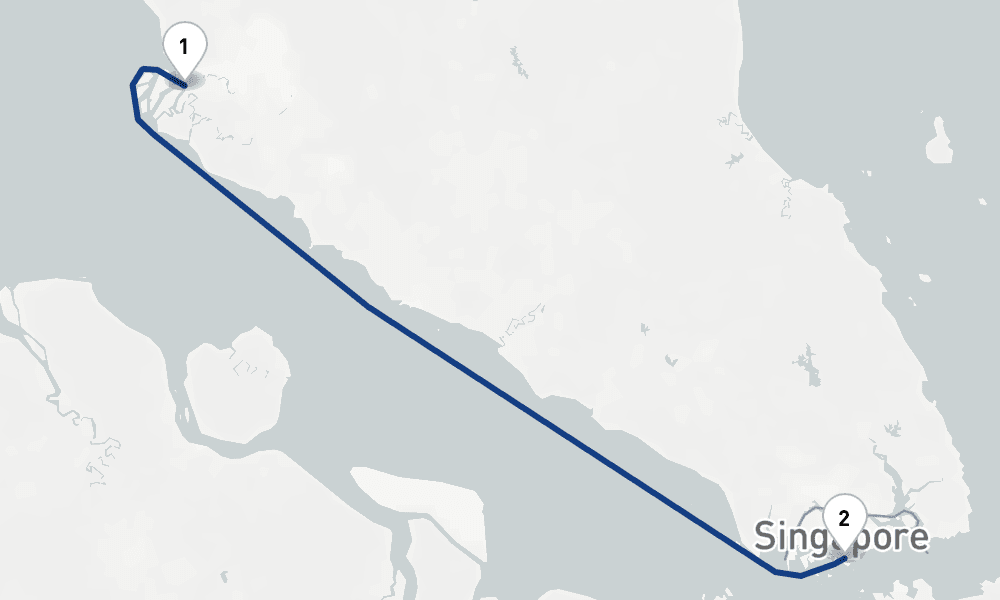 2 days, one-way from Klang to Singapore 3日間