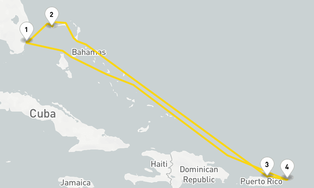 7 days, round-trip Bahamas Eastern Caribbean 8日間