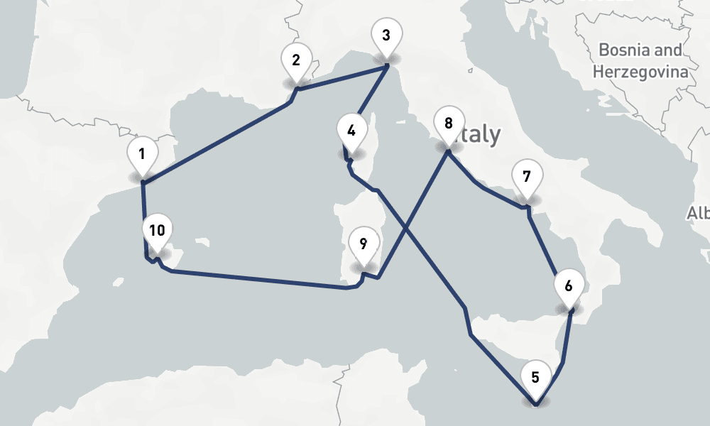 12 days, round-trip Italy, France, Spain Malta 13日間