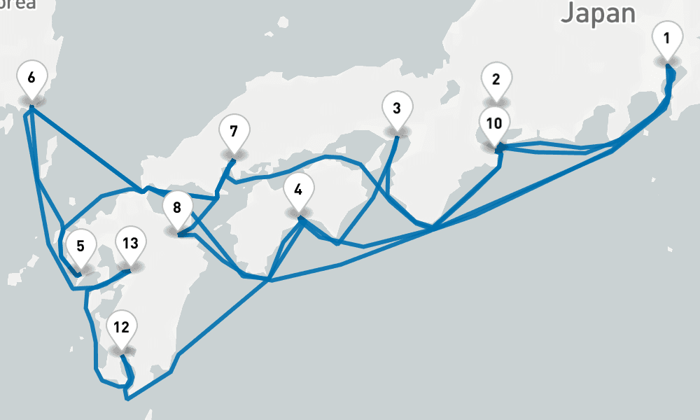 22 days, round-trip Grand Japan Cherry Blossoms 23日間