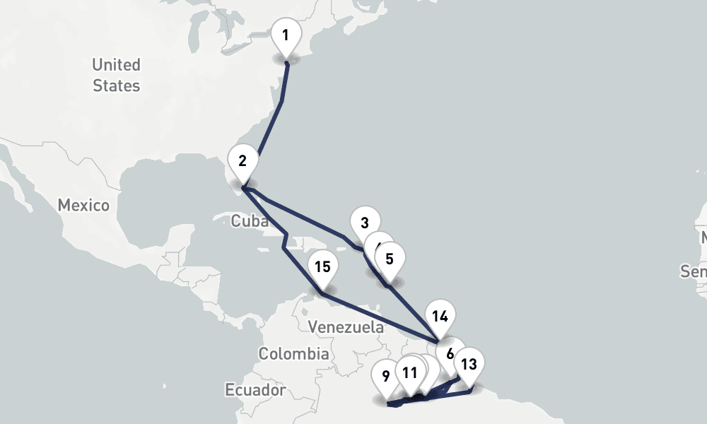 30 days, one-way from New York to Fort Lauderdale 31日間