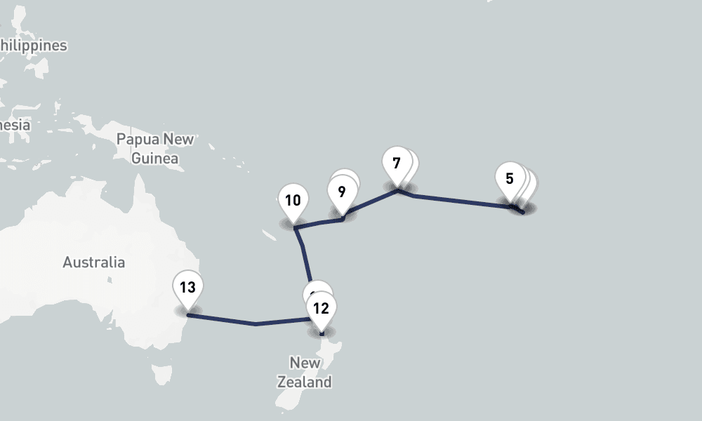 26 days, one-way from Papeete to Sydney 27日間