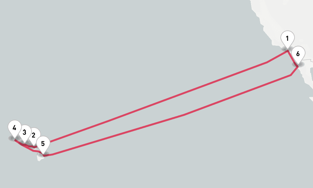 14 days, round-trip Hawaii 15日間