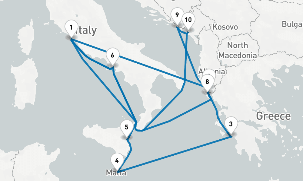 14 days, round-trip Mediterranean with Greece, Italy Croatia 15日間