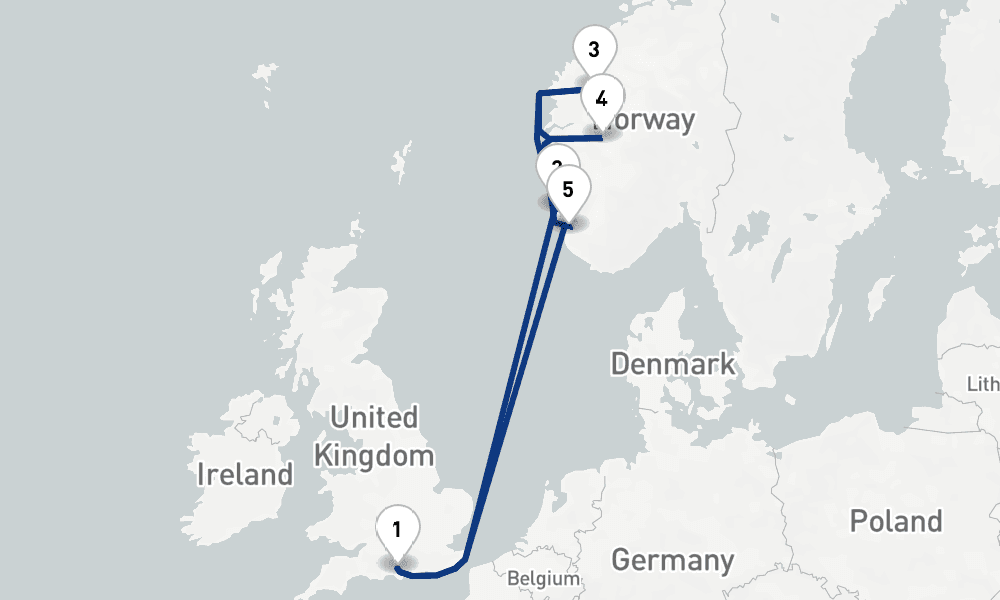 7 nights / 8 days, Southampton (England) Round trip