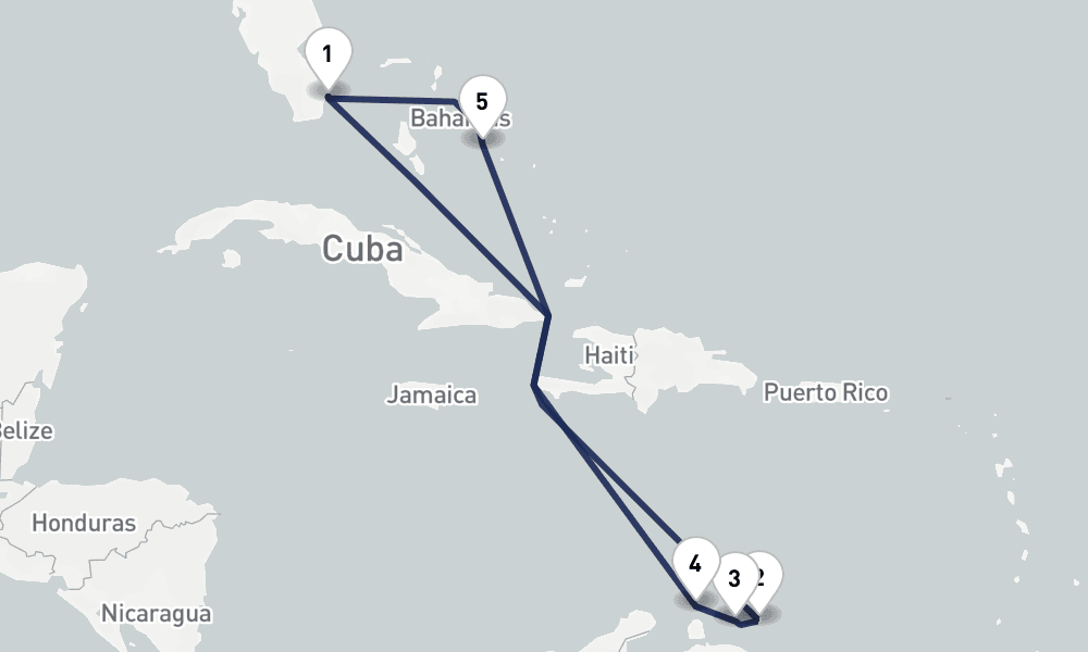 10 days, round-trip Southern Caribbean Cabo Rojo Abc Islands 11日間