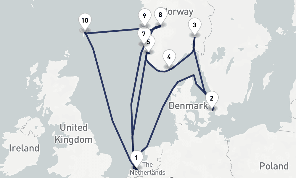 14 days, round-trip Norwegian Fjords Scotland 15日間