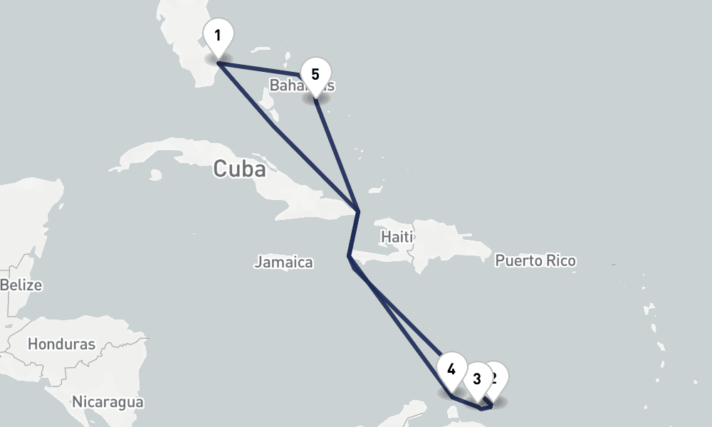 9 days, round-trip Southern Caribbean Abc Islands 10日間
