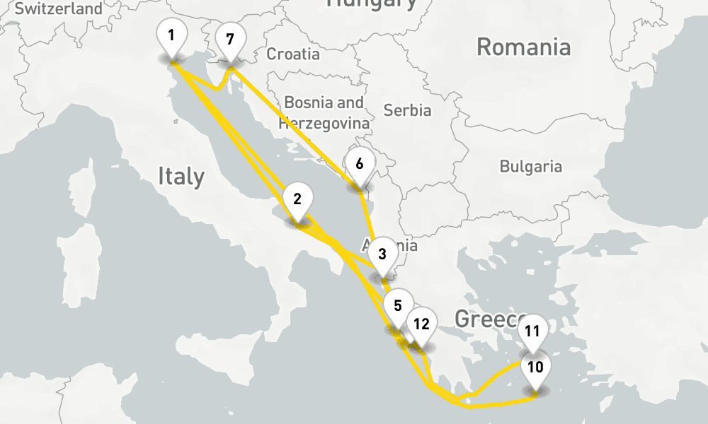14 days, round-trip Eastern Mediterranean from Marghera Venice 15日間