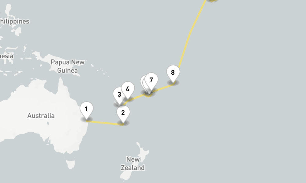 45 days, one-way from Brisbane to Miami 46日間